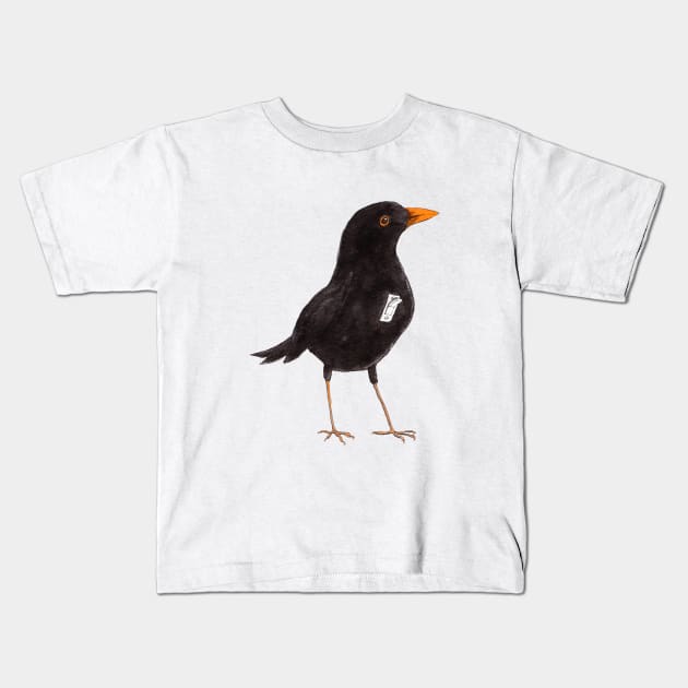 Bird with switch Kids T-Shirt by jurjenbertens